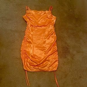 orange silk dress